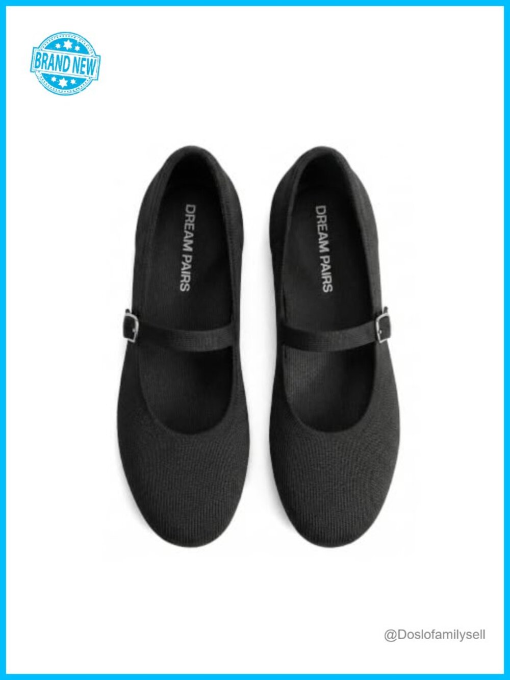 Women's Mary Jane Ballet Flat Shoes Knit Round Toe Buckle Comfort